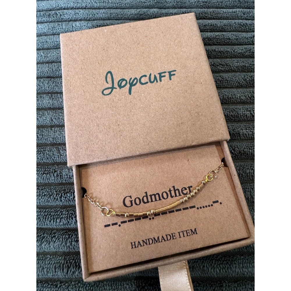 Joycuff Godmother‎ Morse Code Bracelet Gold Tone Handmade Gift for Women